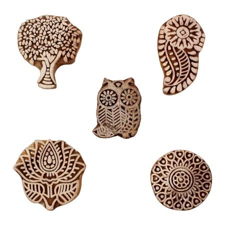 Set of 5 Piece New Mix Wooden Printing Blocks